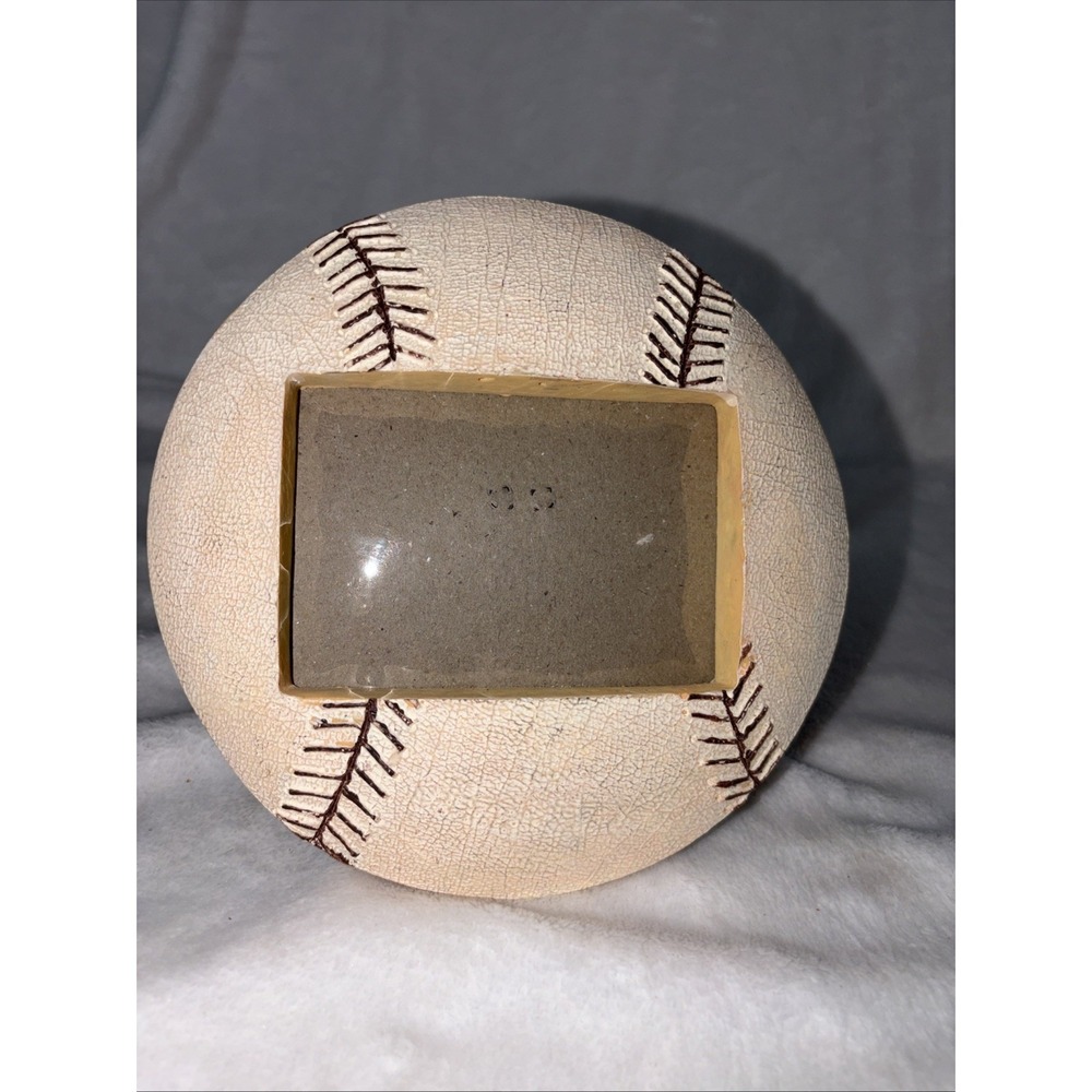Vtg 3D Baseball Photo Frame Weathered Look Red Laces Holds 3x3 Photo Easel Back